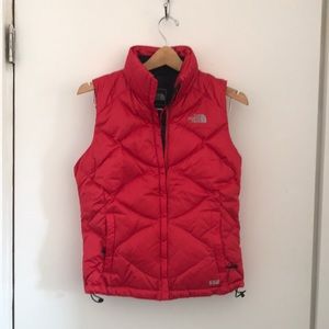 Goose Down Coral North Face Puffer Vest, Size Small